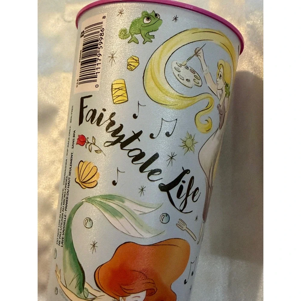 Disney Princess Fairytale Life Plastic Tumblers Set of 2 Ariel Rapunzel Belle